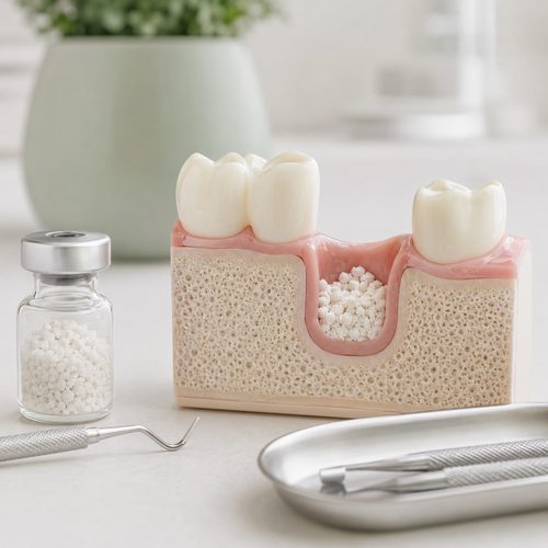 Bone graft material model showing a jawbone socket